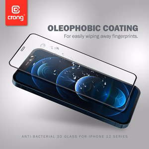 Crong 3D Armor Glass 9H rūdīta stikla ekrāna aizsargs iPhone 12 Mini ar antibakteriālu aizsardzību, ar uzstādīšanas rāmi