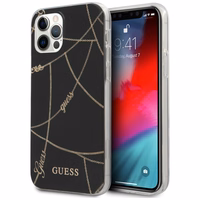 Guess Gold Chain Collection viedtālruņa apvalks iPhone 12 Pro Max 6.7" - Melns