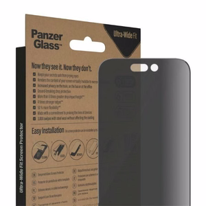 PanzerGlass Ultra-Wide Fit Aizsargstikls Antibakteriāls Privātums ar Pozicionētāju viedtālrunim iPhone 14 Pro