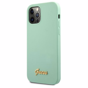 Guess Metal Logo Script apvalks iPhone 12 Pro Max 6.7" - zaļa