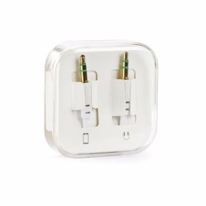 Kabelis AUX Jack 3,5 mm (vīriešu) uz Jack 3,5 mm (vīriešu) kastītē 1 m balts