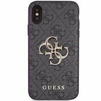 Guess 4G lielais metāla logotips viedtālruņa apvalks iPhone X/XS - pelēka