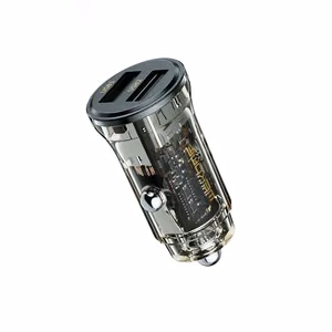 WEKOME WP-C40 Vanguard Series auto lādētājs, 2 × USB-A, 15 W, melns un caurspīdīgs