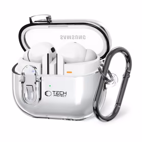 Tech-Protect FlexAir apvalks ar karabīni Samsung Galaxy Buds 3 / 3 Pro – caurspīdīgs