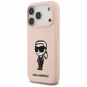 KARL LAGERFELD viedtālruņa apvalks IPHONE 17 Pro Max ar MagSafe saderīgs (silikona ar KL zīmējumu un logotipu) - rozā