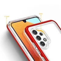 Caurspīdīgs 3in1 viedtālruņa apvalks Samsung Galaxy A32 5G rāmja gēla vāks sarkans