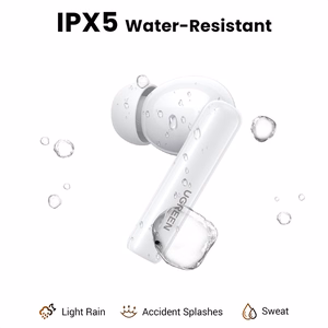 Ugreen HiTune T6 bezvadu austiņas ar ANC funkciju + USB-A - USB-C kabelis baltas