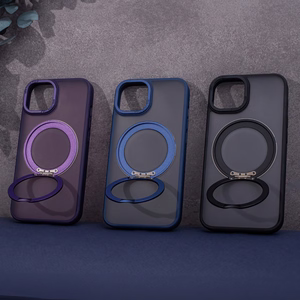 Viedtālruņa apvalks Mag Ring ar rotējošu gredzenu iPhone 15 Pro 6,1" violets