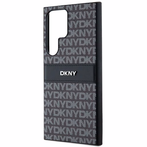 DKNY ādas Mono Stripe un Metal Logo viedtālruņa apvalks Samsung Galaxy S24 Ultra - melns