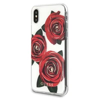 Guess ziedu vēlme sarkana roze viedtālruņa apvalks iPhone X - caurspīdīgs