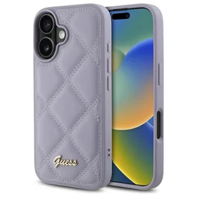 Guess stepēts metāla logotips viedtālruņa apvalks iPhone 16 - gaiši violeta
