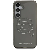 Karl Lagerfeld viedtālruņa apvalks ar rhinestones Karl Head logotipu Samsung Galaxy S25 melns