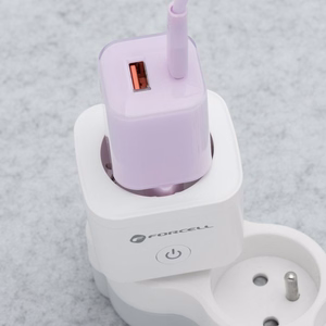 FORCELL F-ENERGY EU02 viedā kontaktligzda 230V ar WiFi, programmētāju un Tuya/Amazon Alexa atbalstu - balts
