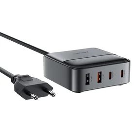 Acefast Z6 lādētājs Tīkla GaN galddatora lādētājs 2x USB-A / 2x USB-C PD 65W - melns