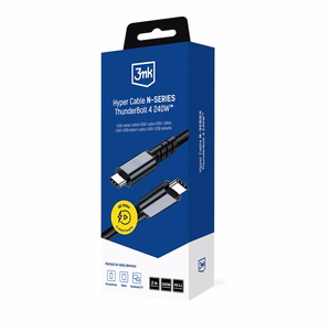 3mk Hyper Cable N-SERIES USB-C / USB-C Thunderbolt 4 2m 48V / 5A 40Gb/s 240W 8K60Hz - melns