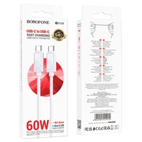 Borofone Kabelis BX109 Joy - Type-C uz Type-C - 60W 3A - 1 metrs, balts