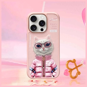 Nimmy Cool&Cute 2.0 Kaķa viedtālruņa apvalks iPhone 16 Pro Max - rozā