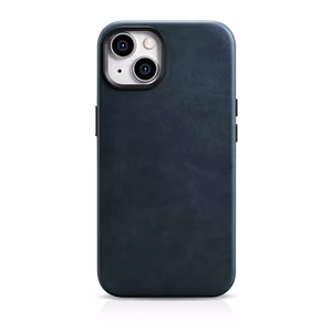iCarer Oil Wax Premium ādas apvalks iPhone 14 Plus Magnētiskais ādas apvalks ar MagSafe Tumši zils (WMI14220703-BU)