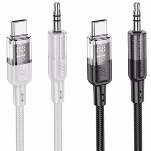 AUX kabelis Jack 3,5 mm uz USB C Hoco 1,2 m UPA27 melns