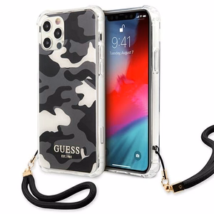 Guess GUHCP12MKSARBK iPhone 12/12 Pro 6.1" melns/melns cietais apvalks Camo kolekcija