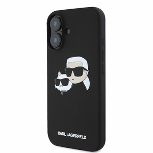 Karl Lagerfeld silikona Nauble Heads Print magnētiskais viedtālruņa apvalks iPhone 16 - melns