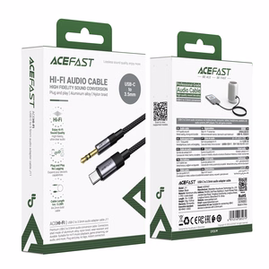 Acefast J11 USB-C uz 3.5mm mini jack kabelis 1m - melns