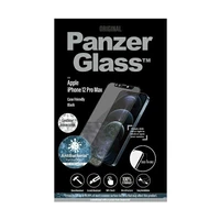 PanzerGlass E2E Microfracture antibakteriālais stikls ar kameras vāciņu ar Swarovsky kristālu iPhone 12 Pro Max - ar melnu rāmi