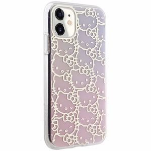 Hello Kitty IML Gradient Electrop Crowded Kitty Head korpuss viedtālrunim iPhone 11 / XR - rozā