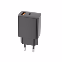 Setty USB-A + USB-C PD/QC 30W wall charger black + USB-C cable 1m RLSK-AC-01 black