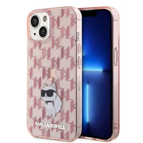 Karl Lagerfeld monogramma Choupette viedtālruņa apvalks iPhone 15 - rozā