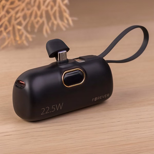 Forever mini portatīvais lādētājs MTB-100 22.5W 5000 mAh USB C melns