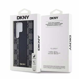 DKNY Leather Checkered Mono Pattern MagSafe Чехол для Samsung Galaxy S24 Ultra - чёрный