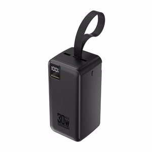 Wozinsky W8-B 50000mAh 30W ārējais akumulators, 2xUSB-A, 2xUSB-C, USB micro, ar lukturīti, melns