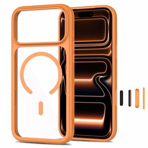 Tech-Protect MagOne CC MagSafe maciņš ar 2 rūdītiem stikliem, paredzēts iPhone 18 Pro Max / 17 Pro Max, caurspīdīgs oranžs