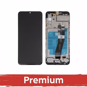 LCD Displejs Saderīgs ar Samsung A037G A03s Melns ar Frame OEM