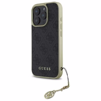 Guess 4G Charms Kolekcijas viedtālruņa apvalks iPhone 16 Pro - melns
