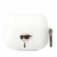 Karl Lagerfeld KLAPRUNIKH AirPods Pro apvalks balta/balta silikona Karl galvas 3D