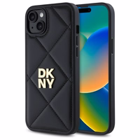 DKNY Quilted Stack Logo viedtālruņa apvalks iPhone 15 Plus - melns
