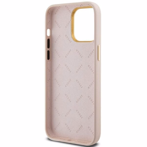 Guess silikona viedtālruņa apvalks ar metāla logo un rāmi iPhone 15 Pro Max - rozā