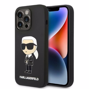 Karl Lagerfeld Silicone Ikonik vāciņš ierīcei iPhone 14 Pro, ar MagSafe, melns