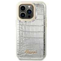 Guess Croco Collection viedtālruņa apvalks iPhone 14 Pro 6.1 - sudrabains