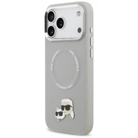 Karl Lagerfeld Karl & Choupette Pins MagSafe apvalks viedtālrunim iPhone 17 Pro Max - pelēks