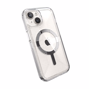 Speck GemShell Grip MagSafe vāciņš ierīcei iPhone 17e / 16e / 15 / 14 / 13, caurspīdīgs, ar hroma apdari