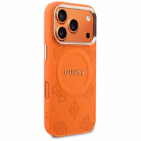 Guess Peony Hot Stamp MagSafe Maciņš for iPhone 17 Pro Max - oranžs