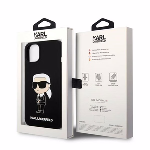 Karl Lagerfeld KLHMP14MSNIKBCK iPhone 14 Plus 6.7" melns silikona viedtālruņa apvalks Ikonik, magnētiskais (MagSafe)