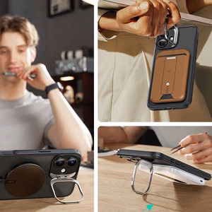 ESR Classic Hybrid Kickstand Halolock MagSafe komplekts ar aizsargstiklu iPhone 16 - melns