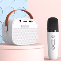 Blavec portatīvais Bluetooth skaļrunis WS-07 Karaoke Party 5W ar 2 mikrofoniem balts