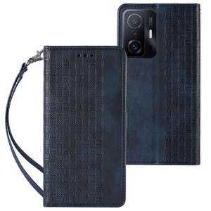Magnet Strap Case чехол для Xiaomi Redmi Note 11 Pro кошелёк + мини-подвеска ремешок синий
