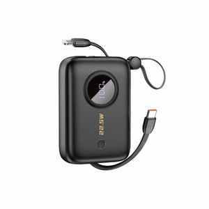 Portatīvais lādētājs Dudao K14 melns 10000mAh (PD / QC3.0) + Type-C / Lightning kabelis
