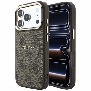 Guess Embossed 4G Classic MagSafe maciņš iPhone 17 Pro Max / 18 Pro Max, brūns